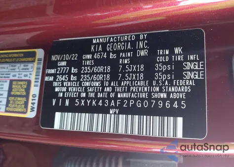 2023 Kia Sportage Sx z USA, uszkodzony, nr VIN 5XYK43AF2PG079645